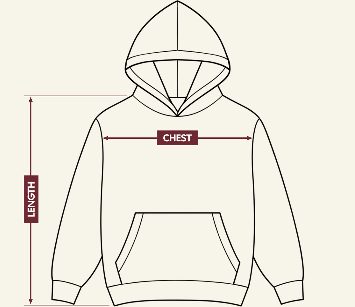 Hoodies size chart — front