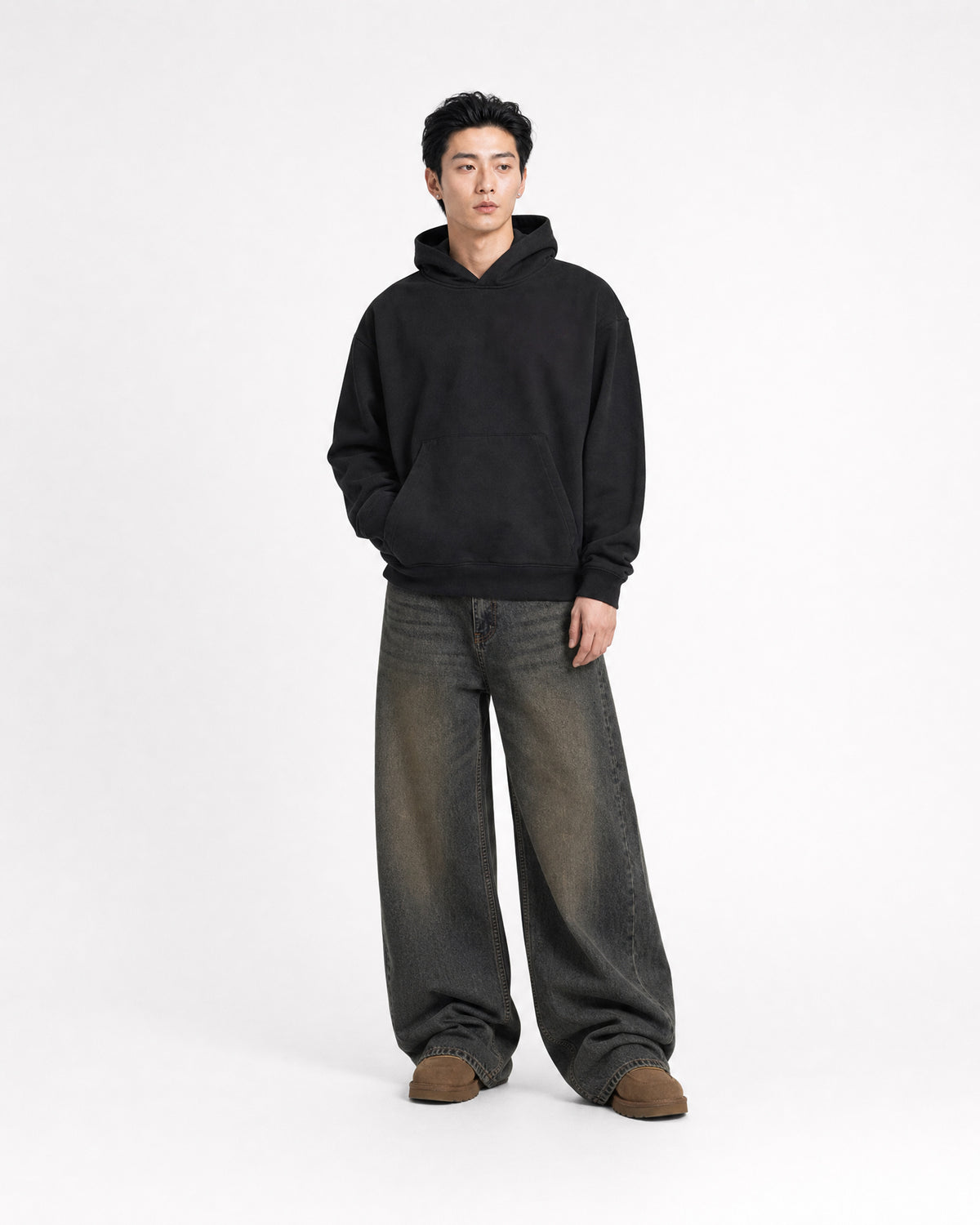 Red Thread Everyday hoodie in black, worn by a male model