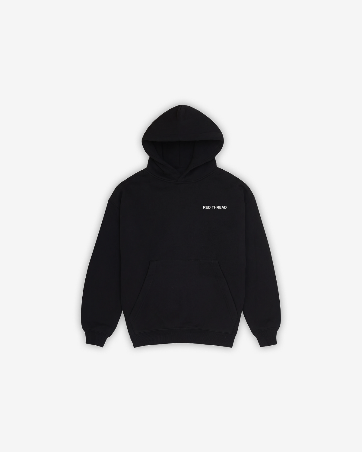 Red Thread Hoodie in black, front view